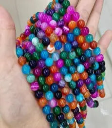 Natural Gemstone Loose Beads Necklace - Colored stripe agate - NO.120 ABC Jewelries